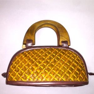 Wood and Woven Clutch